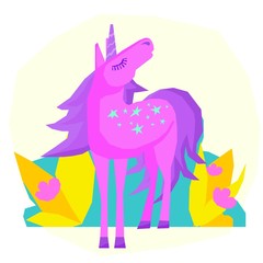 Funny cute unicorn. Handmade little unicorn for design childish party advertising, kid bedroom wall, birthday gift card, bag print, school wallpaper, chaldish craft workshop poster etc.