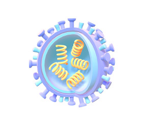 3d illustration of influenza virus, toom.