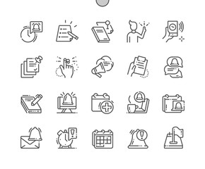 Actions and reminders Well-crafted Pixel Perfect Vector Thin Line Icons 30 2x Grid for Web Graphics and Apps. Simple Minimal Pictogram