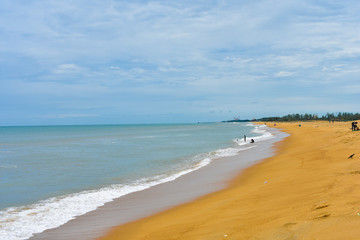 people enjoying at mahabalipuram beach tamil nadu india