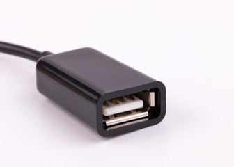 Usb adapter of on a white background. Adapter for usb cable.Wire with usb adapter.