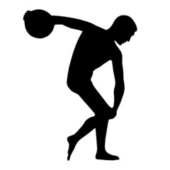 Vector silhouette of an ancient Greek athlete. Discus thrower. Discus thrower silhouette vector.