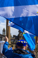 A Euroepan Union flag at George Square in Glasgow, Scotland, UK 