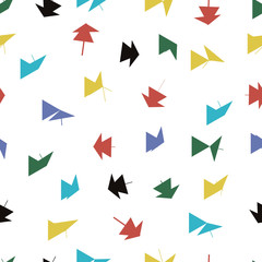 colored background with geometric shapes and arrows for design