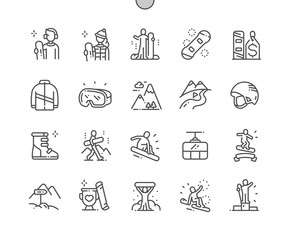 Snowboarding Well-crafted Pixel Perfect Vector Thin Line Icons 30 2x Grid for Web Graphics and Apps. Simple Minimal Pictogram