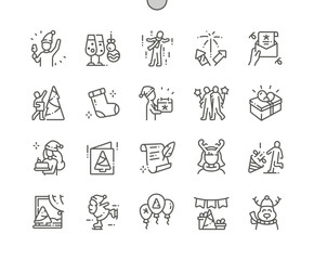 Christmas celebration Well-crafted Pixel Perfect Vector Thin Line Icons 30 2x Grid for Web Graphics and Apps. Simple Minimal Pictogram