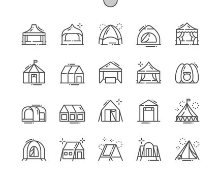 Tent Well-crafted Pixel Perfect Vector Thin Line Icons 30 2x Grid for Web Graphics and Apps. Simple Minimal Pictogram