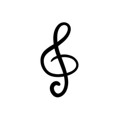Fototapeta premium Treble clef hand drawn vector hand drawn symbol musical element