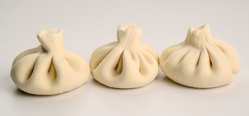 Georgian dumplings Khinkali with meat, frozen product