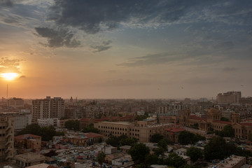 Fototapeta na wymiar Sunset in Karachi city