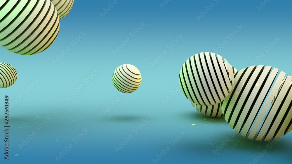 Poster 3d rendering of abstract, geometric shapes in the new year style on a blue background. image of sphe