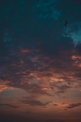 dramatic sunset sky with clouds