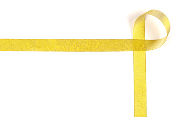 Golden ribbon isolated on white background.