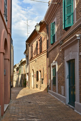 Fototapeta na wymiar The streets of a medieval Italian town in the Marche region