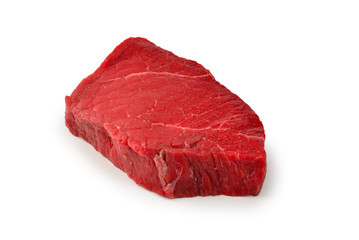 Beef steak isolated on white background.