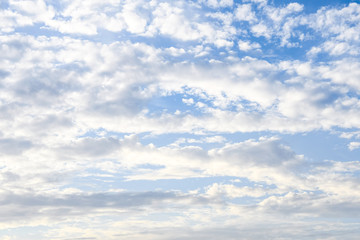 spectacular blue sky with many clouds on the coast