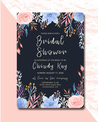 Bridal shower invitation vintage flower with watercolor