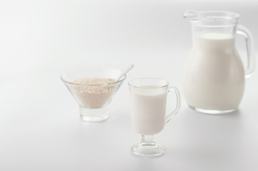 Sesame seeds milk in a glass cup.