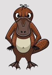 Platypus isolated on white. Vector art