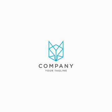 Animal Fox line art Logo Icon Design Template Vector. Simple and Modern