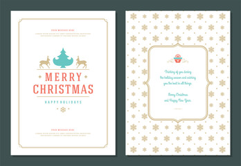 Christmas greeting card design template with decoration label vector illustration.