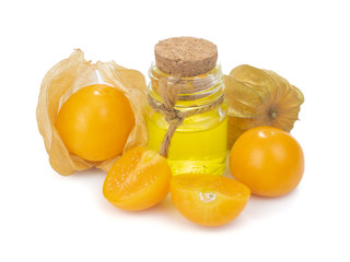Cape Gooseberry (Physalis  Peruviana) or Ground cherries, Physalis minima, Pygmy ground cherry, Inca berry, Golden strawberry, Strawberry tomato, Husk tomato isolated on white background