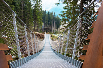 Obraz premium Most wiszący w lesie