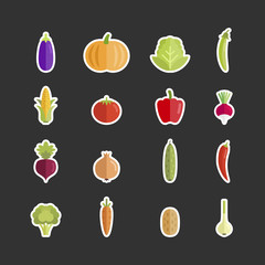 Illustration set vegetables in sticker style