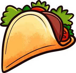 Funny and yummy tacos in delicious cartoon style