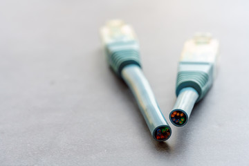 切断されたネットワークケーブル