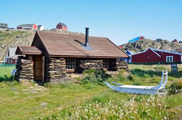 Torfhaus im Freilichtmuseum in Sisimiut, Gr&ouml;nland