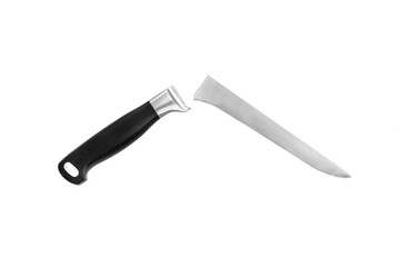 Broken chopping kitchen knife isolated on white background.