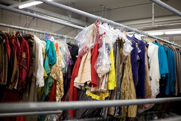 close up of costumes hanging - obrazy, fototapety, plakaty