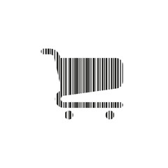 shopping, barcode on trolley on white background