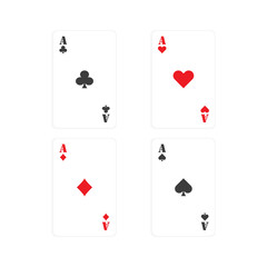 four aces poker cards in flat style