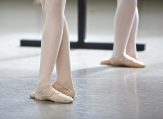 close up of ballerinas feet