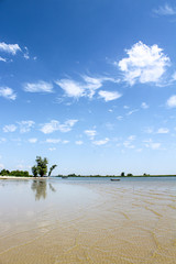 Stranded, sandbank, sandy beach and sky