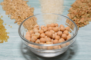 Сhickpeas close-up, healthy eating concept
