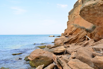 blue sea cliffs wild beaches high cliffs