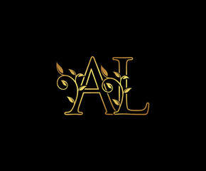 Initial letter A and L, AL, Gold Logo Icon,   classy gold letter monogram logo icon suitable for boutique,restaurant, wedding service, hotel or business identity. 