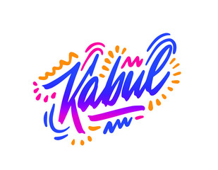 Kabul handwritten city name.Modern Calligraphy Hand Lettering for Printing,background ,logo, for posters, invitations, cards, etc. Typography vector.