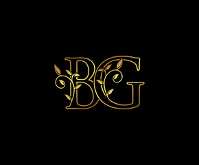 Initial letter B and G, BG, Gold Logo Icon,   classy gold letter monogram logo icon suitable for boutique,restaurant, wedding service, hotel or business identity. 