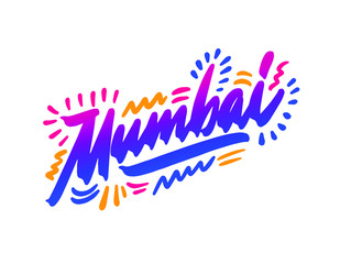 Mumbai handwritten city name.Modern Calligraphy Hand Lettering for Printing,background ,logo, for posters, invitations, cards, etc. Typography vector.