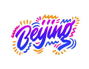 Beijing handwritten city name.Modern Calligraphy Hand Lettering for Printing,background ,logo, for posters, invitations, cards, etc. Typography vector.