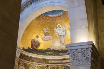 Fragment of the central hall of the catholic Christian Transfiguration Church located on Mount...