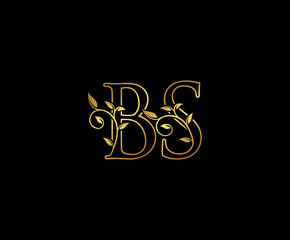 Initial letter B and S, BS, Gold Logo Icon,   classy gold letter monogram logo icon suitable for boutique,restaurant, wedding service, hotel or business identity. 