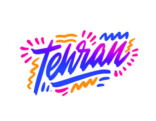 Tehran handwritten city name.Modern Calligraphy Hand Lettering for Printing,background ,logo, for posters, invitations, cards, etc. Typography vector.
