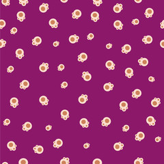 Seamless pattern with animal paws, cartoon design. Vector illustration. Objects isolated on burgundy background. 