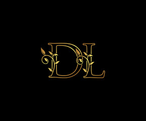 Initial letter D and L, DL, Gold Logo Icon,   classy gold letter monogram logo icon suitable for boutique,restaurant, wedding service, hotel or business identity. 