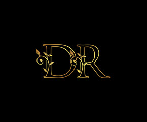 Initial letter D and R, DR, Gold Logo Icon,   classy gold letter monogram logo icon suitable for boutique,restaurant, wedding service, hotel or business identity. 